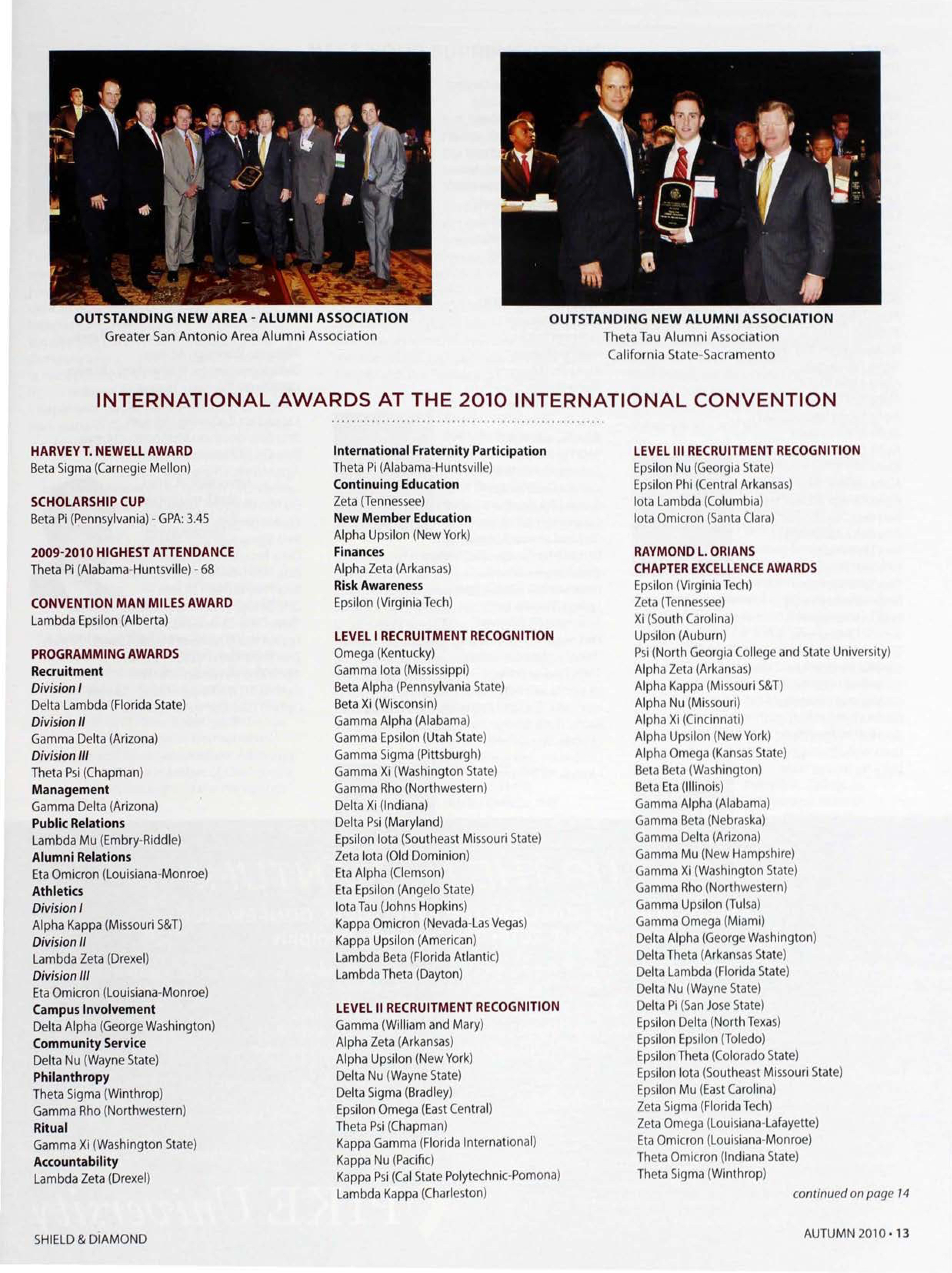 International Awards At the 2010 International Convention